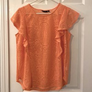 Apt. 9 Peach lace ruffle top